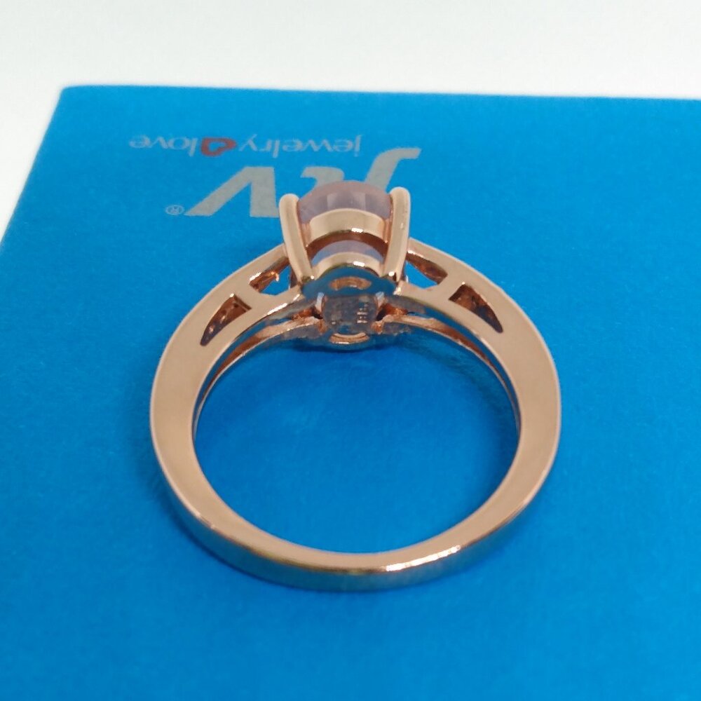Genuine rose quartz ring in rose gold - Picture 3 of 7